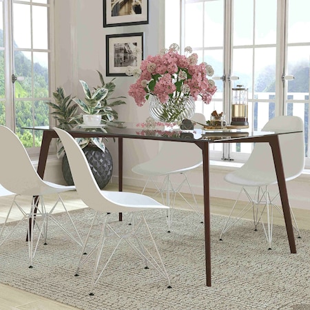 Flash Furniture Rectangle Walnut Table, Glass Top, 35.25"X59", 35.25" W, 59" L, 29.25" H, Glass, Clear SK-TC-5049-W-GG